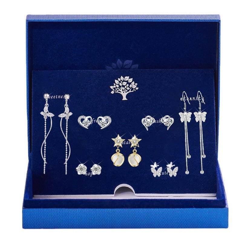 S925 Sterling Silver Long Bow Earrings for Women – Elegant Fashion Jewelry Set