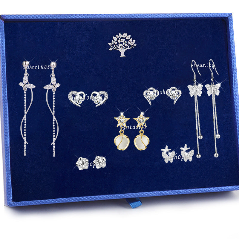 S925 Sterling Silver Long Bow Earrings for Women – Elegant Fashion Jewelry Set