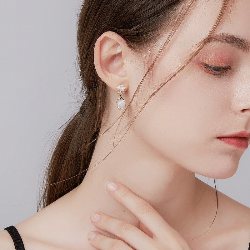 S925 Sterling Silver Long Bow Earrings for Women – Elegant Fashion Jewelry Set
